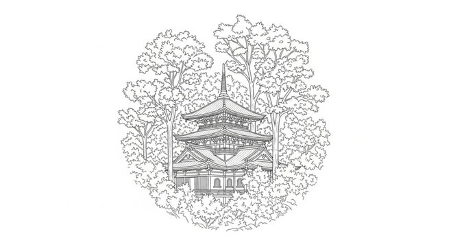 Traditional Asian Pagoda Architecture Design.
