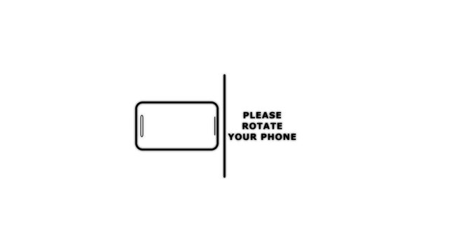 Please rotate your phone graphic instruction animation on white background. Animation for rotate phone instruction optimal viewing experience concept. 4k video animation