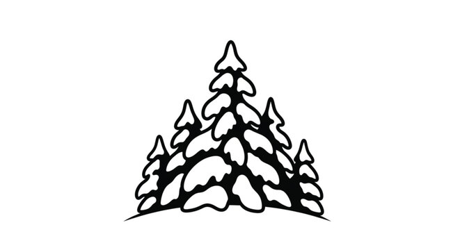 Snowy Pine Tree Forest Landscape Illustration.