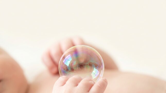 Macro Newborn Skin Texture with Watery Bubble, Delicate Touch of Life