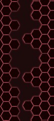 Obraz premium Black hexagon with red light background 