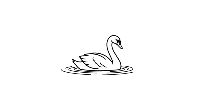 Swan floating on water surface calmly.