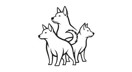 Fototapeta premium Three dogs standing side by side.