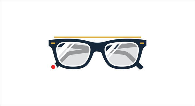 Stylish Black Eyeglasses with Golden Top Bar and Red Accent.