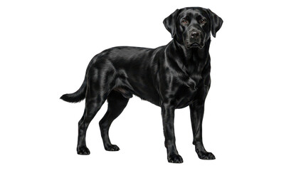 Naklejka premium Majestic black labrador retriever standing elegantly on an isolated background, full body view.