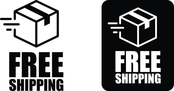 Free shipping badges with fast delivery icons for e commerce