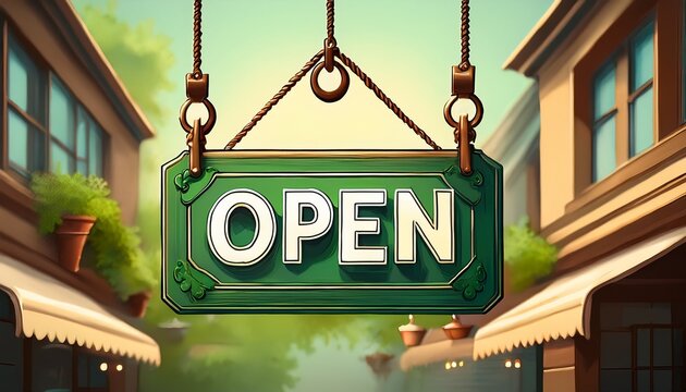 green open sign hanging indicating store availability