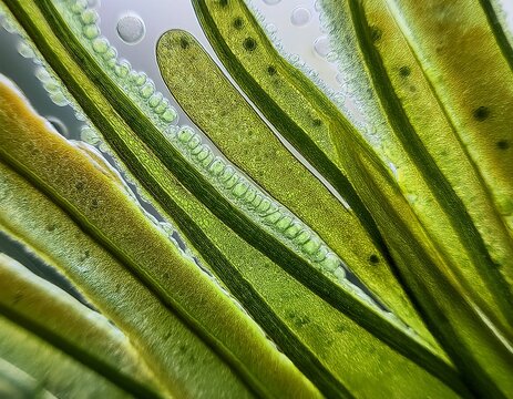 photomicrograph of algae cells used in biofuel production through photosynthesis