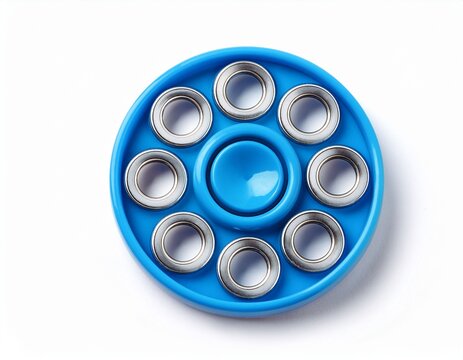 blue circular fidget toy isolated on white background