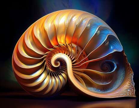 nautilus shell showing golden ratio and fibonacci sequence