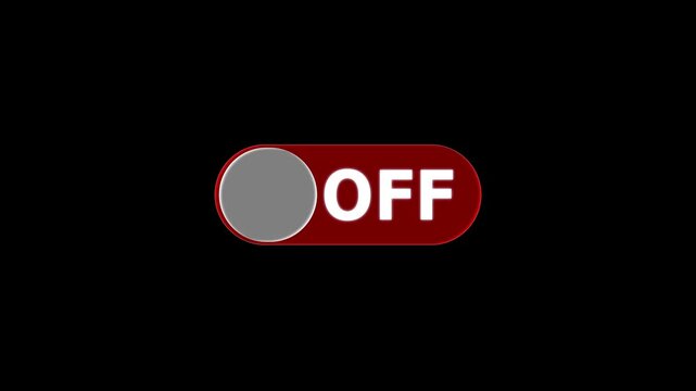 Green oFF Toggle Switch Button Animation Isolated on Black Background, 4K Video