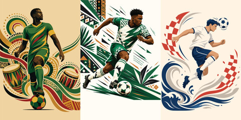 Abstract soccer player with red and white checkerboard background © niloy