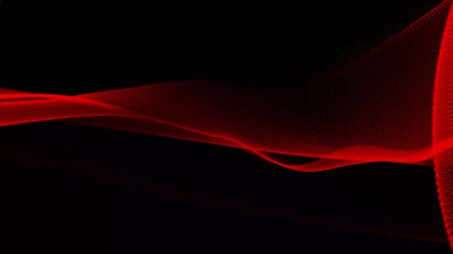 Abstract red particles flowing in wave patterns on black background a mesmerizing of digital moving