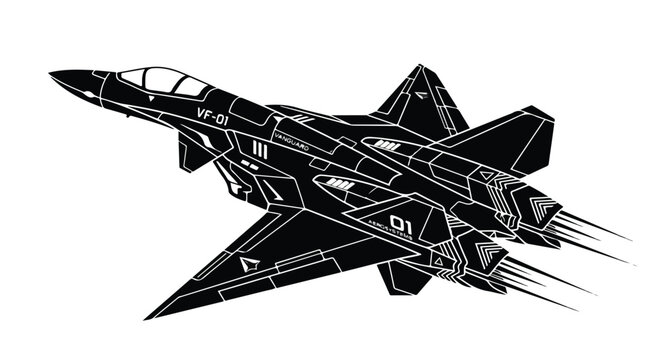 Futuristic stealth fighter jet flying at high speed through the sky with sleek aerodynamic design and advanced