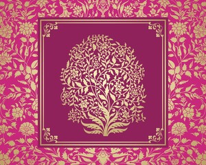 wedding card design, paisley floral pattern , India  © SIRIUS*