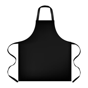 Black apron mockup isolated on white background for logo, branding, print and apparel design presentation. Vector illustration