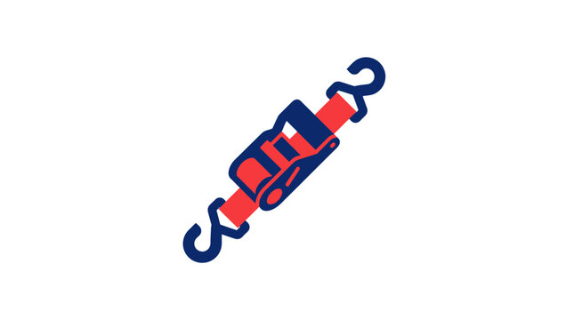 Red and blue ratchet strap icon for securing cargo