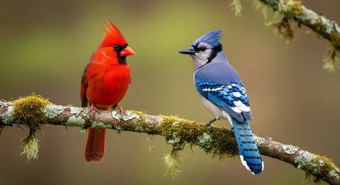 Different Birds Sharing a Branch as Friendship Concept