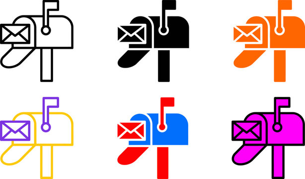 Colorful mailboxes with envelopes in slots on white background