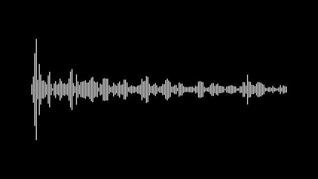 audio waves or sound frequency in lines, Audio spectrum. Black screen. Sound waveform frequency, Audio waves  with seamless loop animation 4k, audio spectrum simulation Audio waveform equalizer.