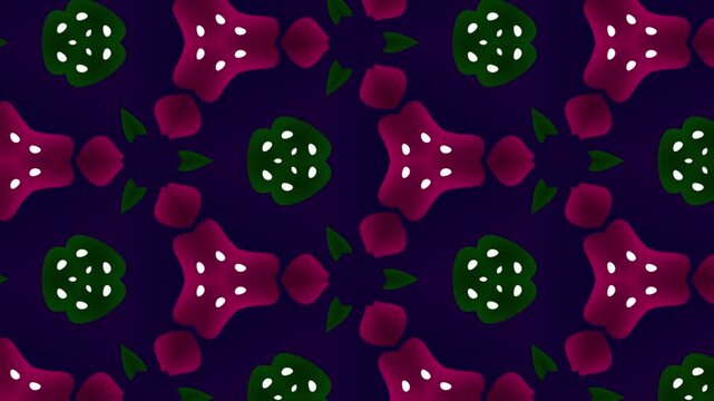 Seamless red geometric kaleidoscope pattern loop with organic tessellation design