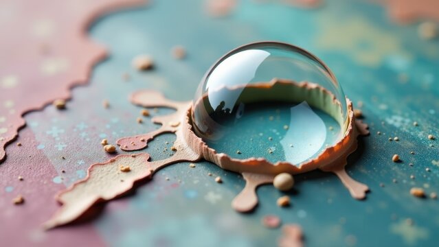 A microscopic view of a single liquid drop on a surface