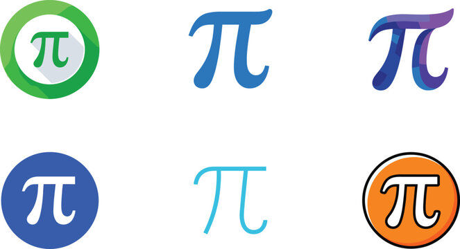 Colorful pi symbol mathematical symbol green blue