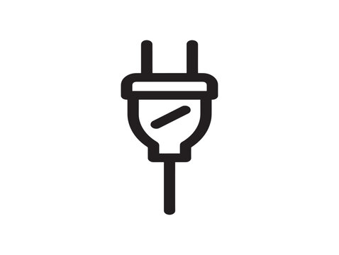 Electric Power Plug Line Art Vector Icon Isolated on White Background