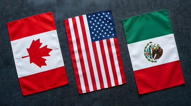 Flags of canada united states and mexico on dark background