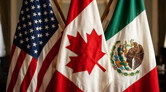 Flags of usa canada and mexico displayed together