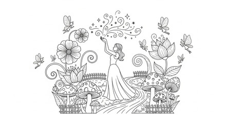 Obraz premium Woman holding flower bouquet standing alone.