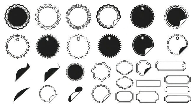 Black and white gear icons set.