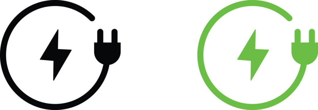 Car charging point icon set vector art illustration