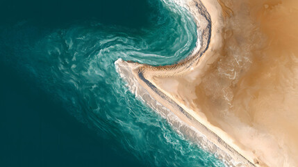Fototapeta premium Bath Water Swirling into Drain Creating Natural Spiral from Above