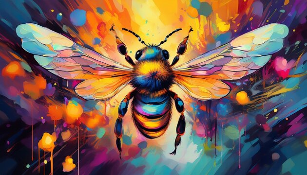 abstract colorful bee painting vibrant dynamic artistic insect
