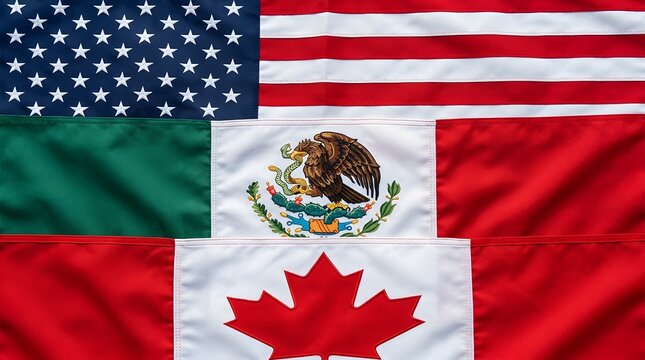 North american flags composite united states mexico and canada international relations concept
