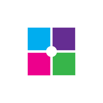 Abstract Colorful Four Squares Geometric Vector Logo Design