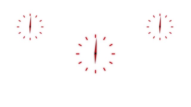 Time lapse of spinning clock animation in 12 Hour. Seamless motion animated footage. Time concept on White background. 