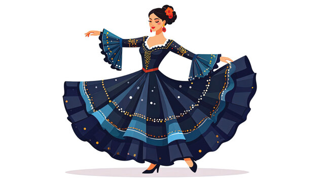 Woman Wearing Flamenco Dance Costume Skirt.