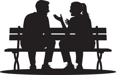 Naklejka premium A man and woman sitting together on a park bench having an engaging conversation outdoors during the day