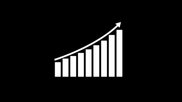 Business growth concept in graph chart animation. Infographics Business graph with rising arrow icon.  business growth and graph chart icon animation background.