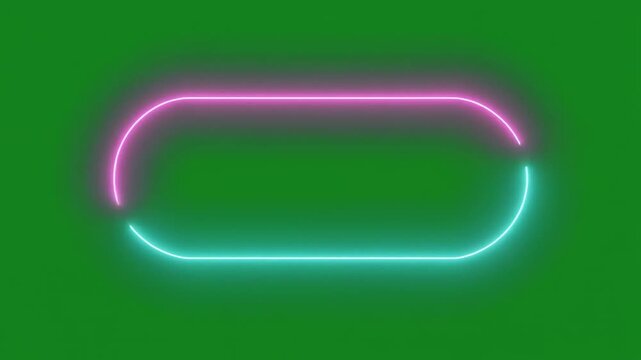Neon rounded rectangle frame icon vector with pink and cyan glowing borders on a green background, abstract graphic