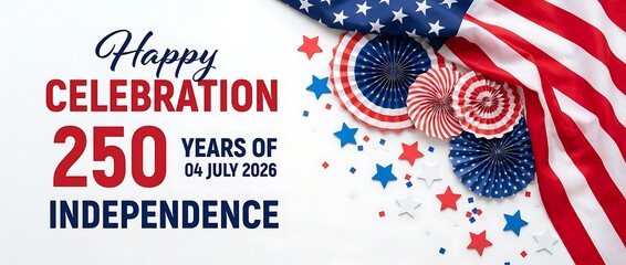 Fototapeta premium Happy celebration 250 years of independence 04 july 2026 united states america patriotic holiday event, national symbol decorative elements.