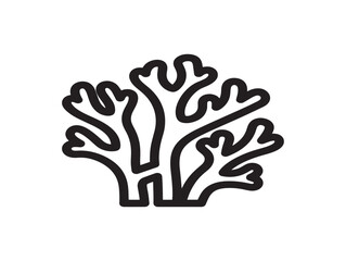 Naklejka premium Minimalist Lichen Line Art Vector Illustration Isolated on White Background
