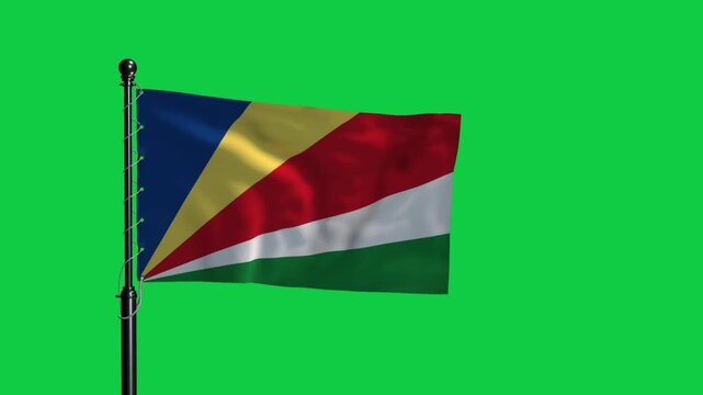 Seychelles National Flag Waving on Green Screen Background 4K Loop Animation