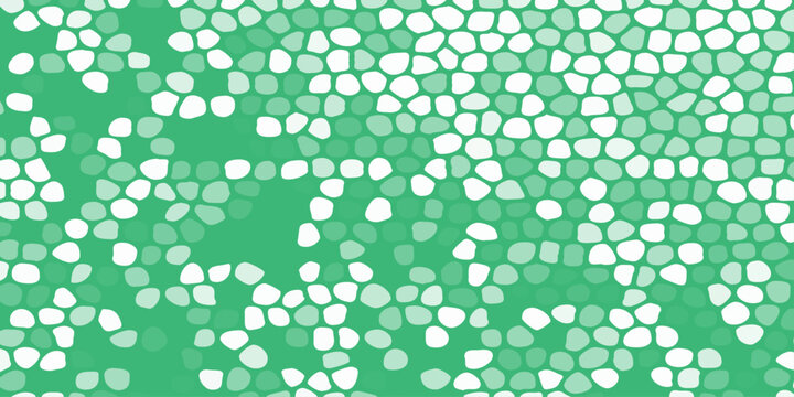 Abstract green mosaic background with seamless organic cell pattern, white pebble texture and soft gradient backdrop