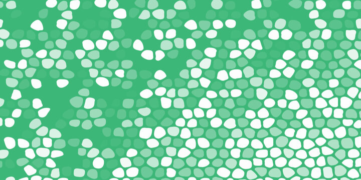 Abstract green mosaic background with seamless organic cell pattern, white pebble texture and soft gradient backdrop