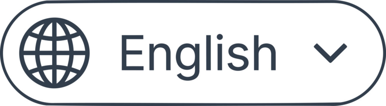 Language selection button with globe icon and english text