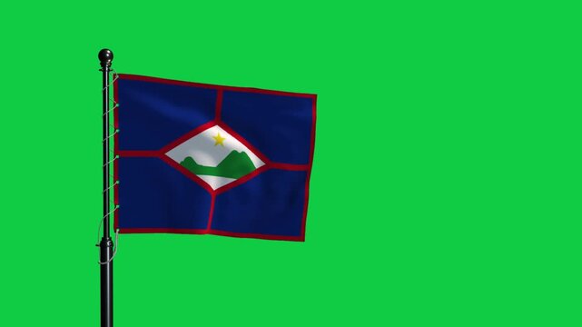 Sint Eustatius Flag Waving on Green Screen Background 4K Loop Animation
