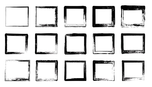 A collection of 15 white squares with black borders